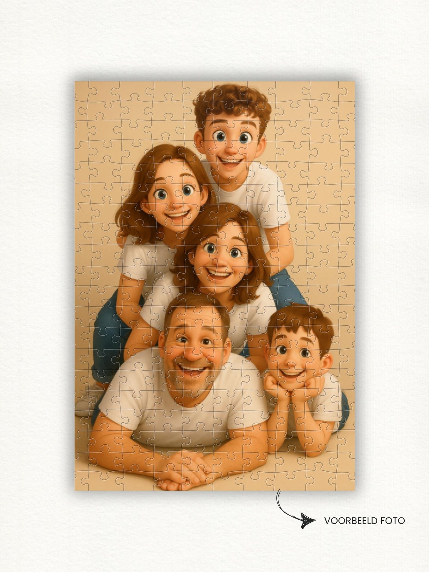 Voorbeeld van een fotopuzzel van puuzl. Unieke legpuzzel gemaakt met jouw foto in een gekozen stijl van puuzl zoals Cartoon. Hoge kwaliteit, snel verzonden. Leuk als cadeau, tekst toevoegen mogelijk of een quote. Een modern design, verrast altijd door de personalisatie.