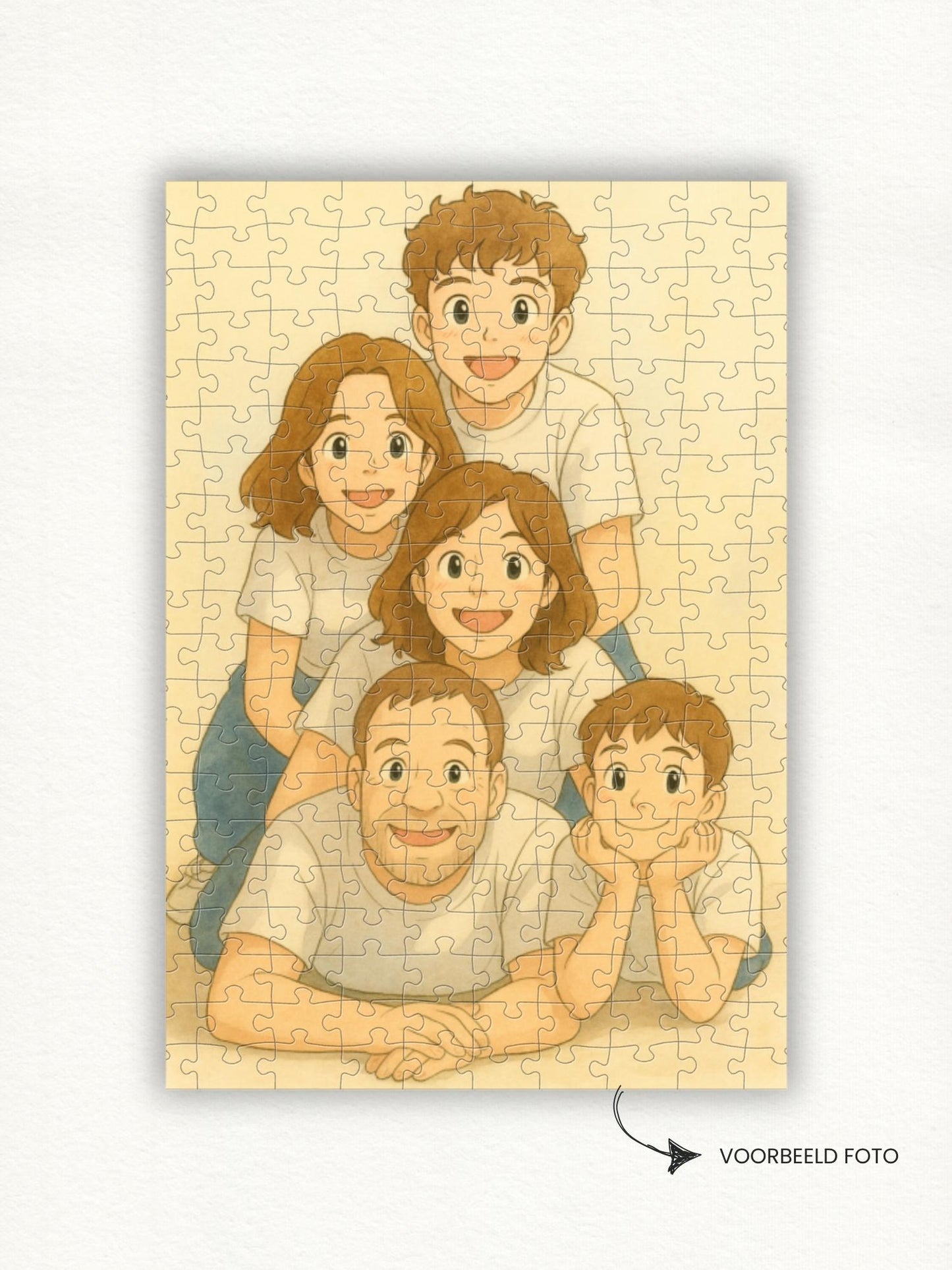 Een zeer speciaal en uniek cadeau voor vaderdag, moederdag, sinterklaas, kerst of zomaar. Een fotopuzzel van de familie gemaakt met jou foto en gekozen stijl bij puuzl. Dreamy in dit voorbeeld als stijl, zachte pastelkleuren en zeer geliefd.