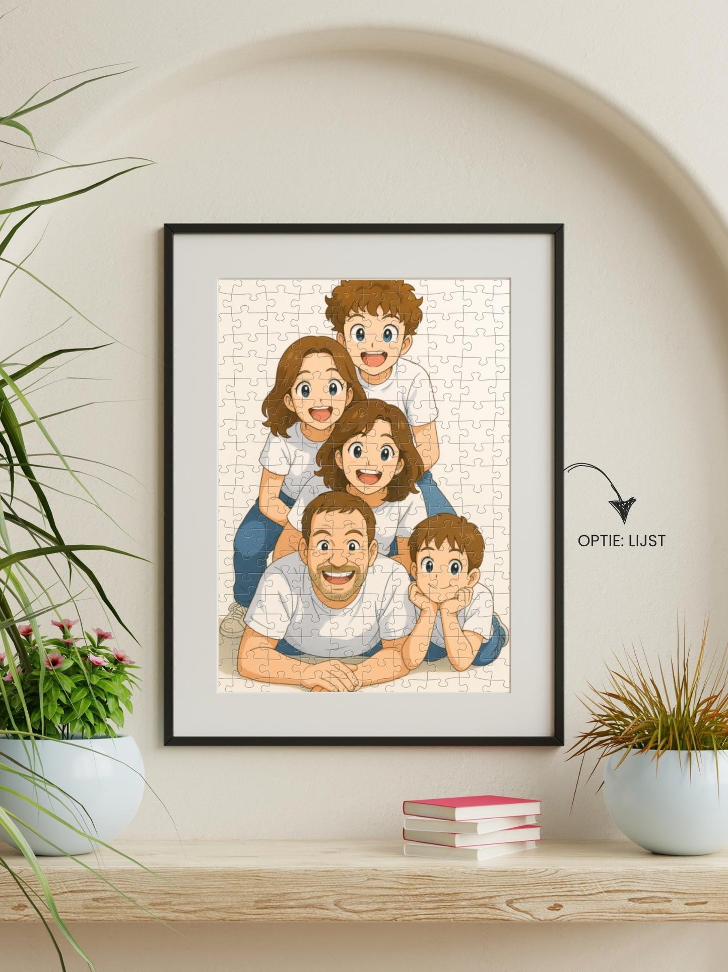 Verras iemand met een fotopuzzel van puuzl als cadeau. Een illustratie van jouw mooiste foto in de vorm van een legpuzzel. Diverse formaten en stijlen, zoals de populaire anime stijl met grote ogen en mooie lijnen.
