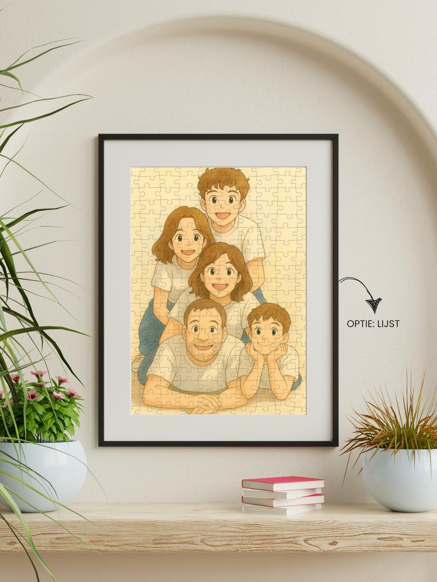 Foto op puzzel met puuzl. Niet zomaar een fotopuzzel, maar een unieke illustratie in de gekozen stijl zoals Dreamy hier. Inlijsten mogelijk voor de maten mini en middel met 35 en 215 puzzelstukjes. Leuk cadeau voor ieder moment, een puzzel met eigen foto.