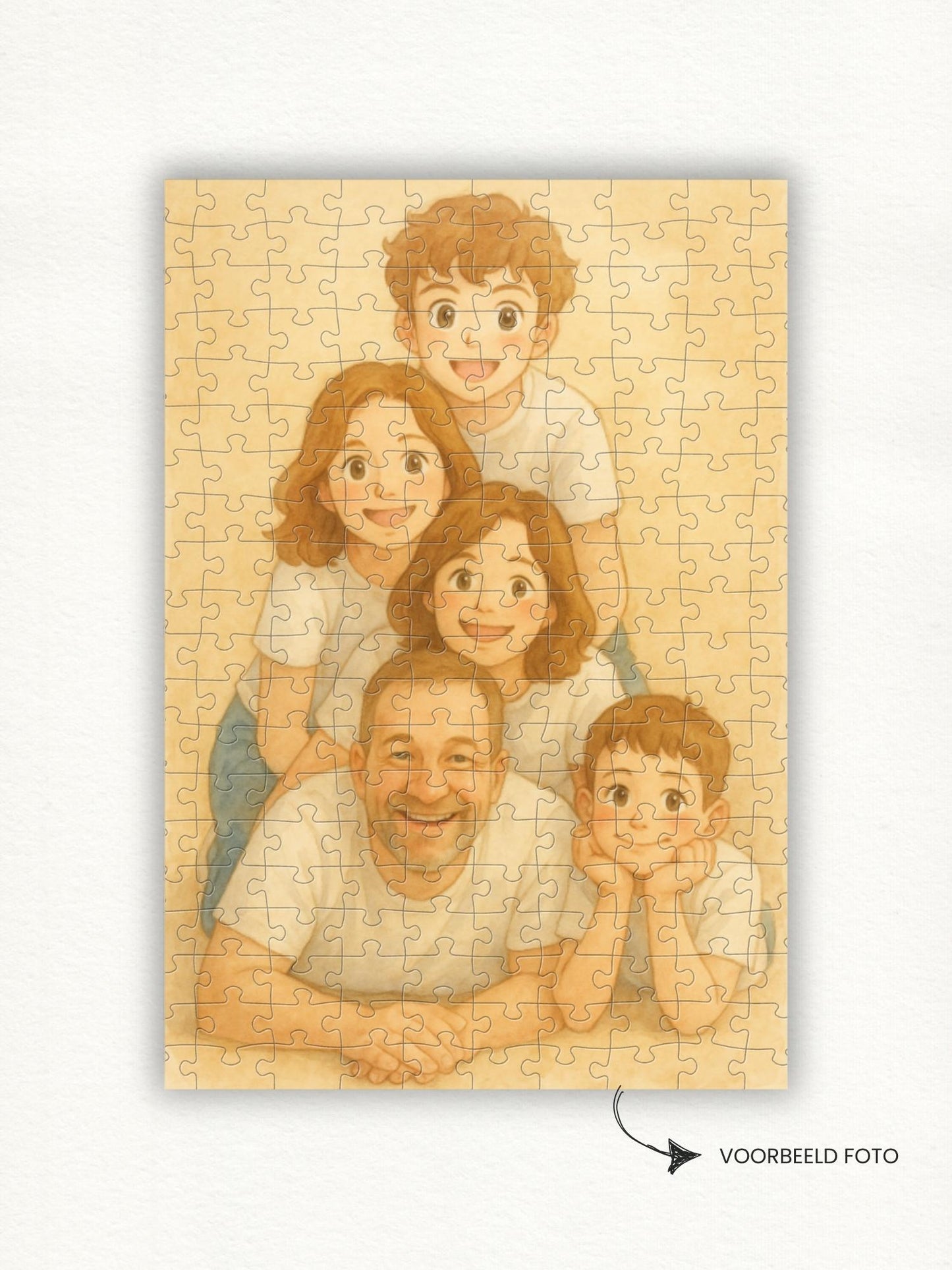 Voorbeeld van een fotopuzzel van puuzl. Een foto op puzzel / legpuzzel. Jouw mooiste foto en tekst op de puzzel. Leuk geschenk met een familiefoto voor moederdag of vaderdag. Perfect cadeau voor elke gelegenheid.