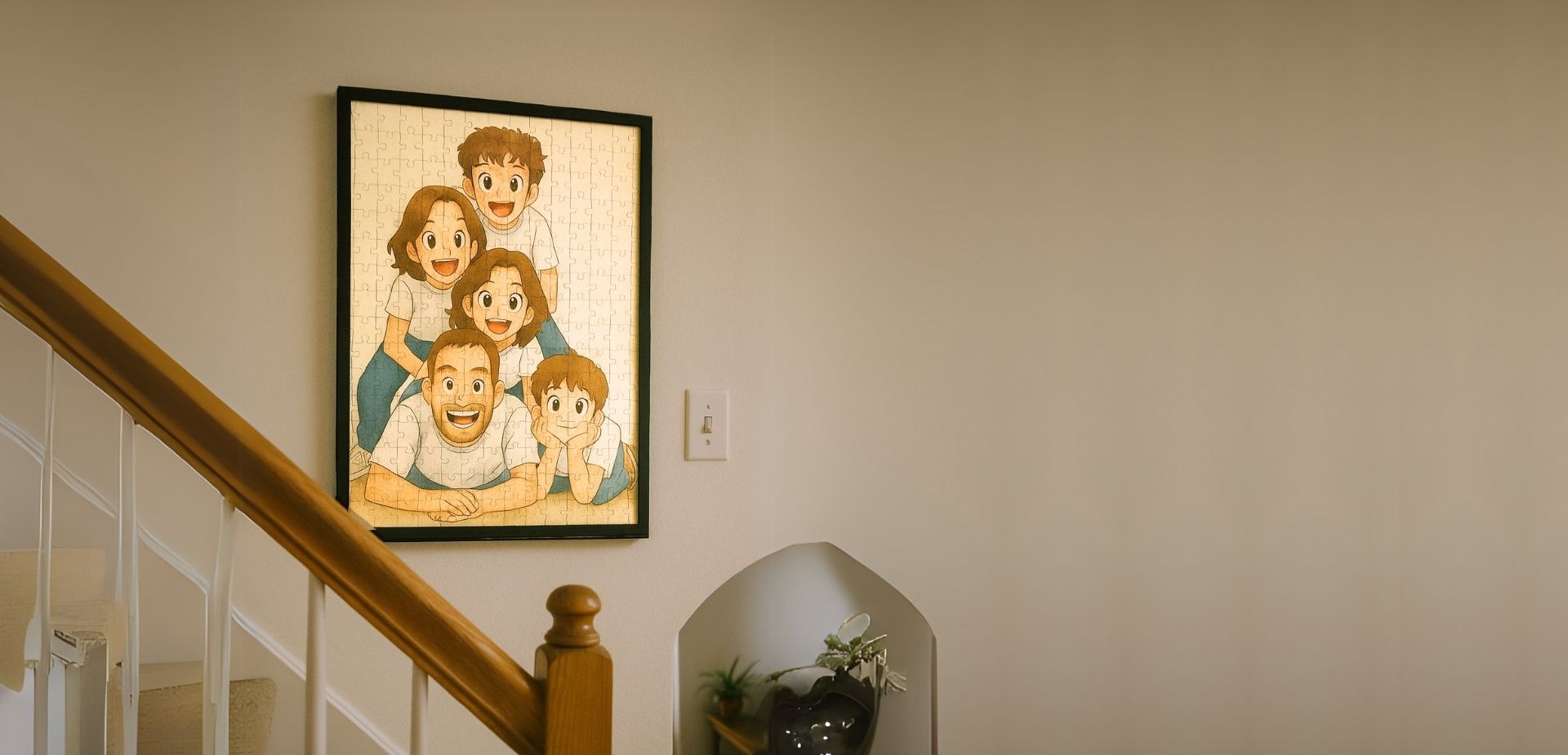 puuzl fotopuzzel aan de muur in een lijst