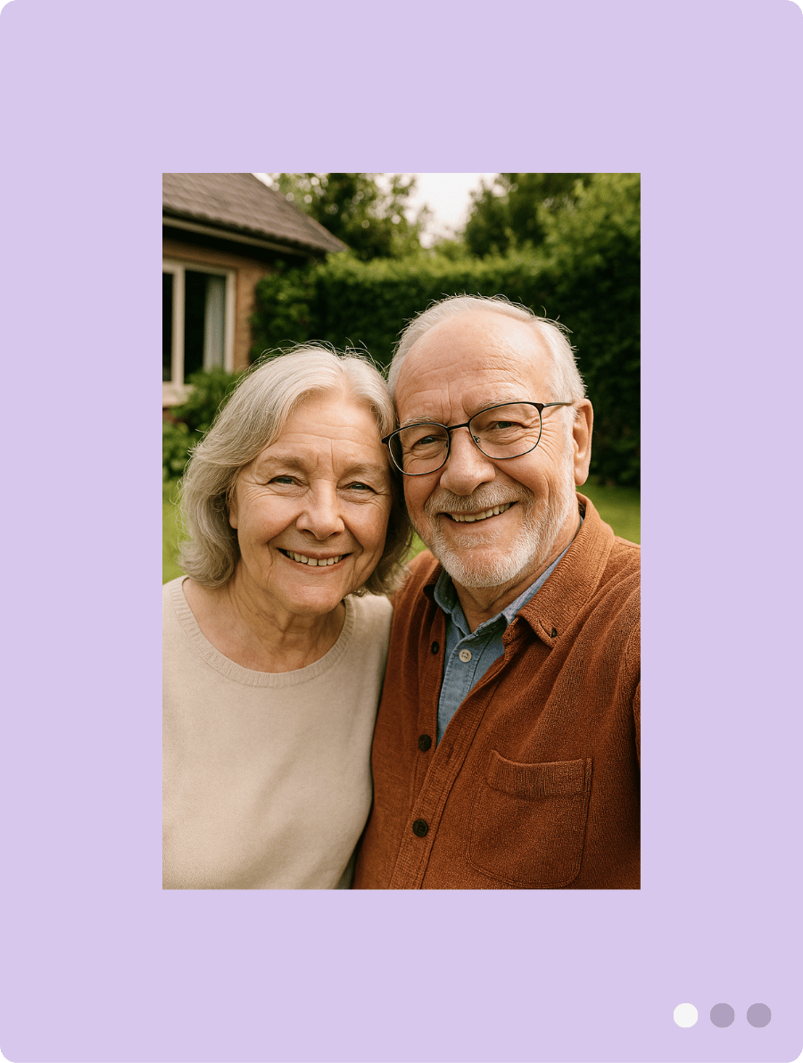 puuzl fotopuzzel inspiratie met een voorbeeld van anime (before). Foto van een vrolijk ouderlijk stel in een selfie achtige stijl.