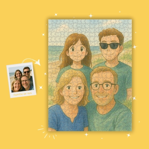 Van foto tot fotopuzzel in Dreamy stijl. Een prachtig familie portret voor in de woonkamer. Geschikt als cadeau aan een geliefd familielid bij een verjaardag, kerst of zomaar.