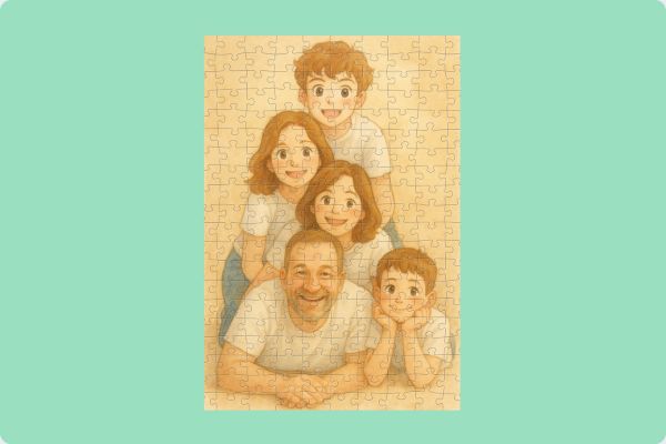 Vintage nostalgia fotopuzzel van puuzl in warme retro stijl voor herinneringen