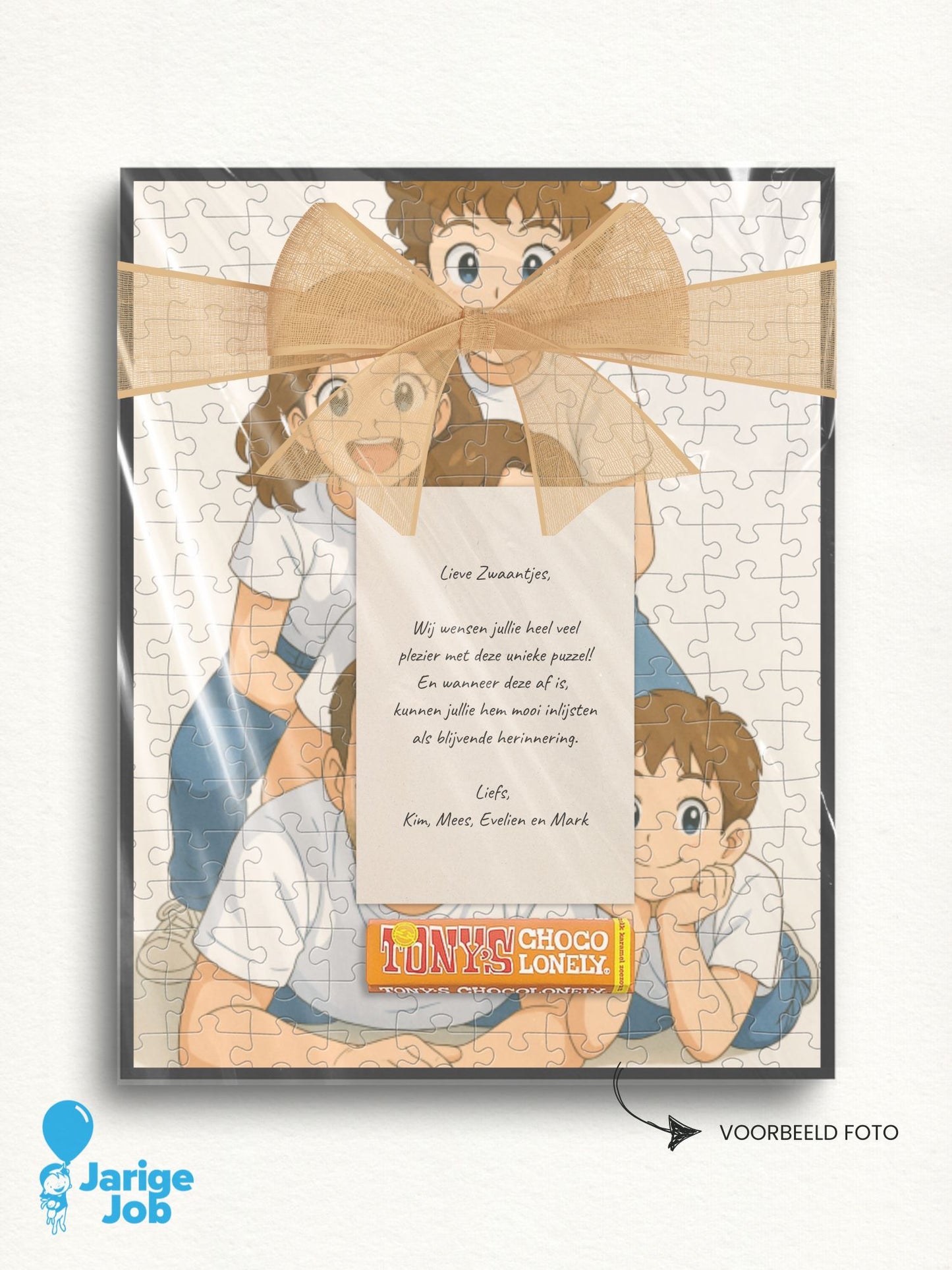 Een uniek cadeau voor familie, vrienden of een speciaal iemand. Een fotopuzzel met jouw foto in een gekozen stijl van puuzl. In dit voorbeeld: Anime stijl.