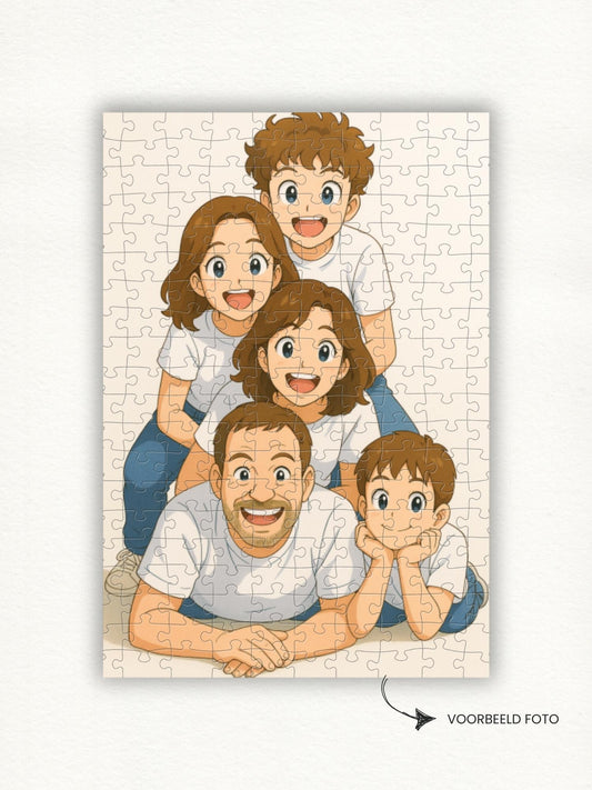 Een leuke kinderpuzzel of familiepuzzel bij puuzl. Maak een puzzel met jouw foto en maak een uniek cadeau voor de familie. Kies een stijl zoals Anime en puuzl regelt de rest.