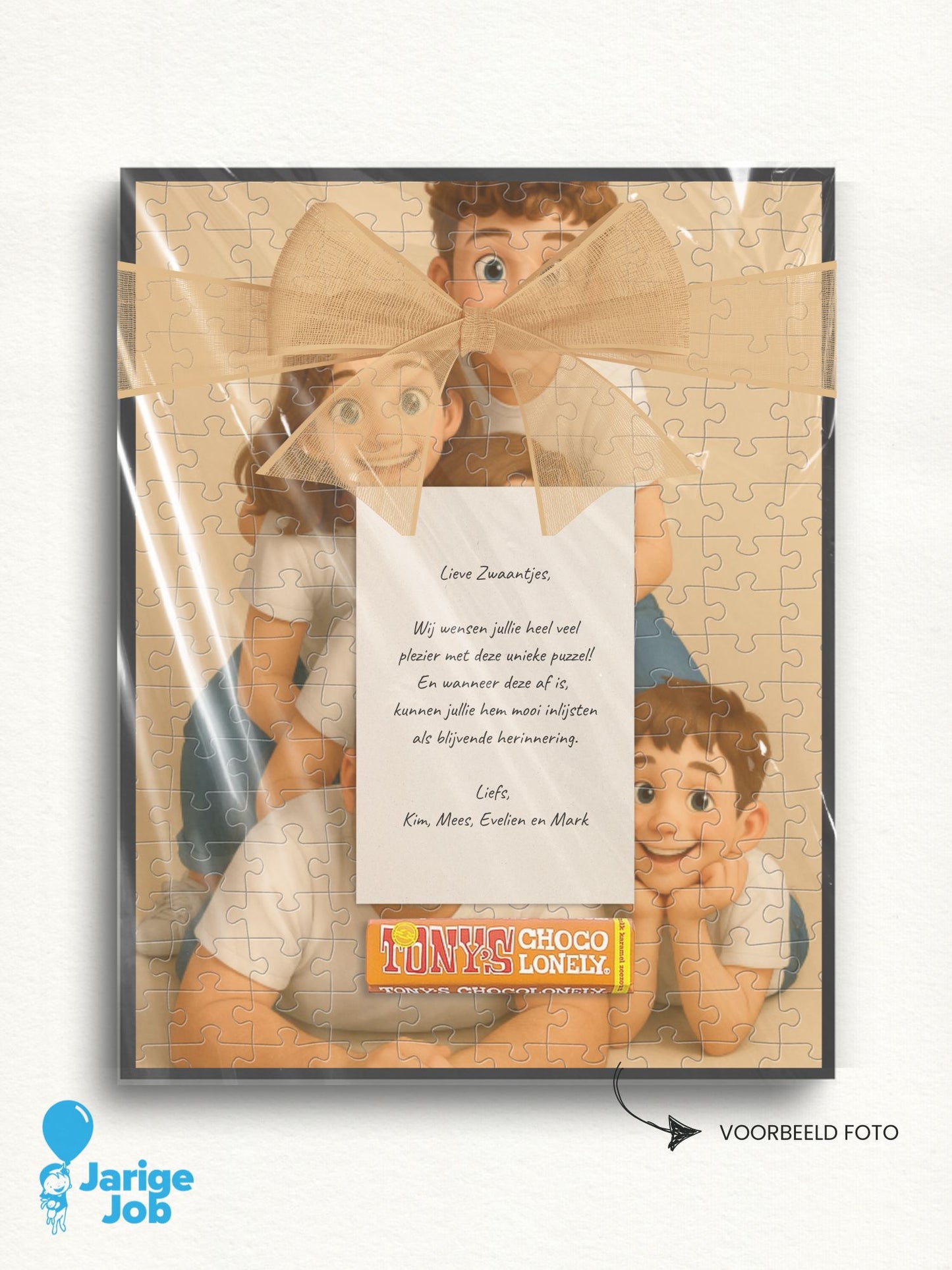 puuzl fotopuzzel cadeuset inclusief legpuzzel (met jouw foto), lijst om op te hangen zonder lijm, een handgeschreven kaart en een chocoladereep. Ideaal als sinterklaas cadeau, kerst cadeau, origineel verjaardagscadeau of elke andere gelegenheid. 