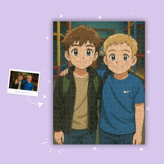 Van foto tot fotopuzzel in Anime stijl. Een ideaal cadeau voor een vriend of vriendin, speciaal en uniek.
